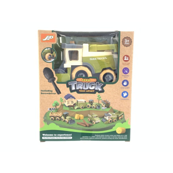 Rozkręcany Kombajn dla dzieci 3+ Akcesoria 10 el. + Śrubokręt + Zagroda + Figurki zwierząt + Drogowskazy